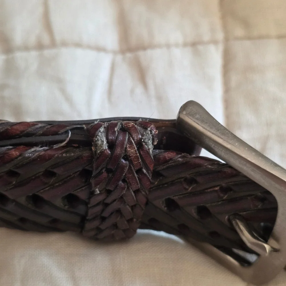 Woven Belt Mens XL 42-44 Dark Brown Man-Made Material Braided Classic FM21A406